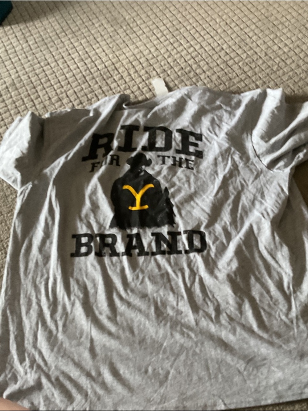 Gray Short Sleeve Graphic Tee with Yellow Accent - Unbranded